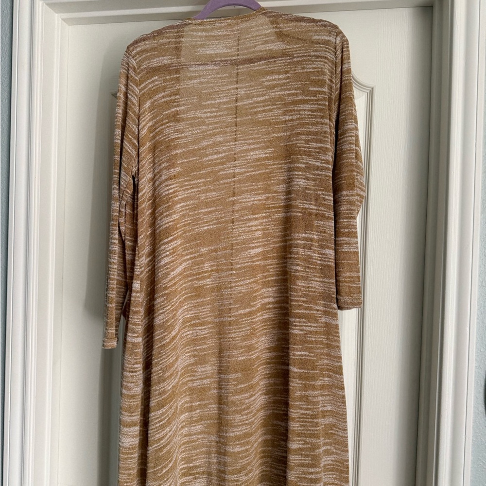 LuLaRoe Gold/Tan and White Long Sleeve Dress